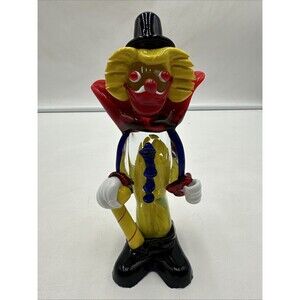Vintage Glass Murano Clown Made in Italy 7.5 inches Handblown